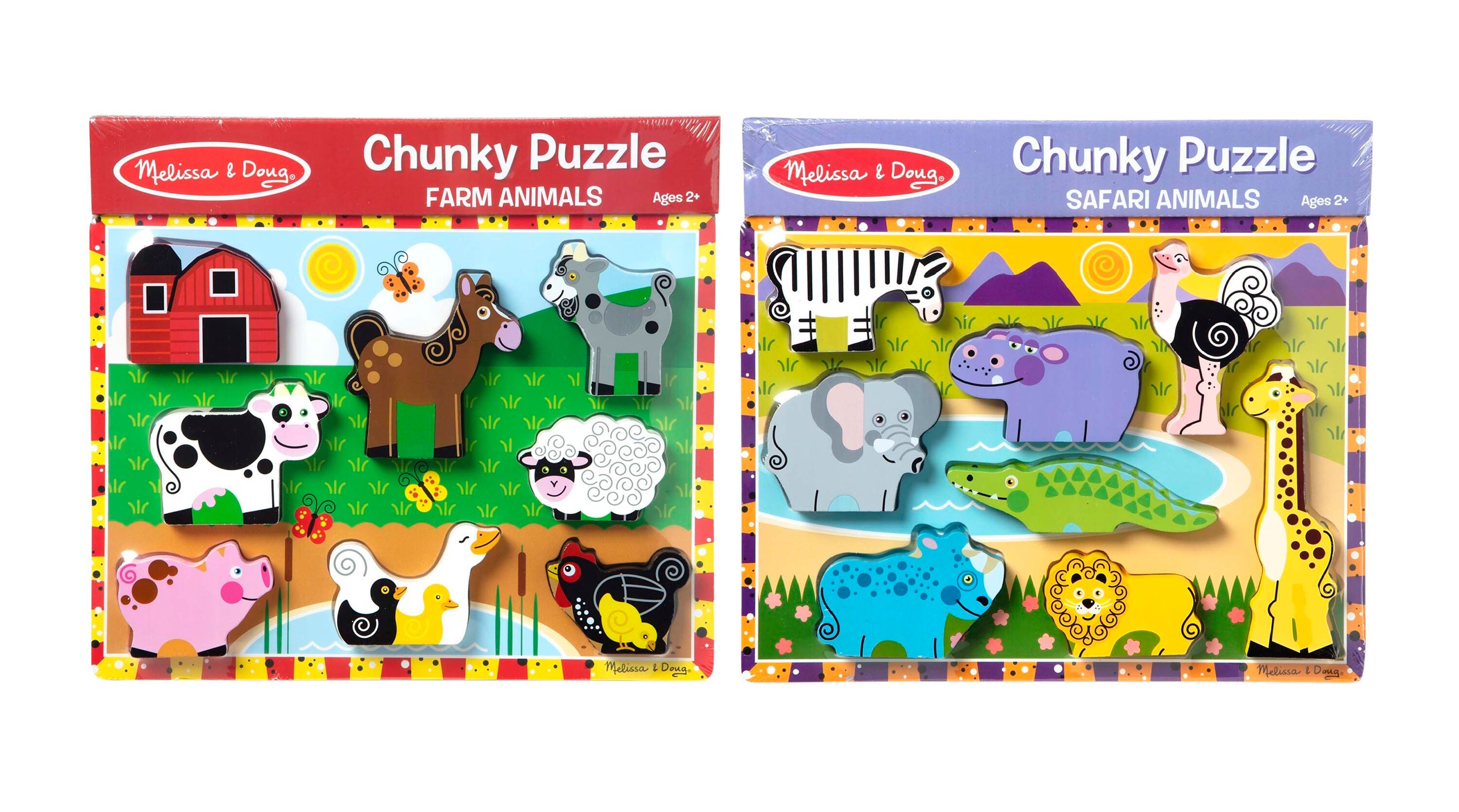 Melissa Doug Chunky Puzzle Farm and Safari Set of 2 School Specialty